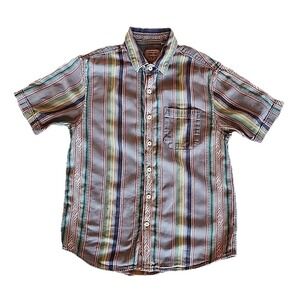 True Grit Mens Button Up‎ Shirt Size M Southwestern Western Casual Cotton Stripe